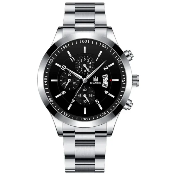 ⁦Montres en acier inoxydable pour hommes, montre-bracelet à quartz de luxe, horloge calendrier, montre d'affaires décontractée, ensemble de bracelets, Reloj zones bre, mode⁩ - الصورة ⁦5⁩
